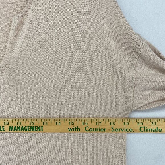MM. LAFLEUR Sweater M Cotton Viscose Tunic Split Neck 3/4 Sleeve Pullover Beige - Picture 10 of 15